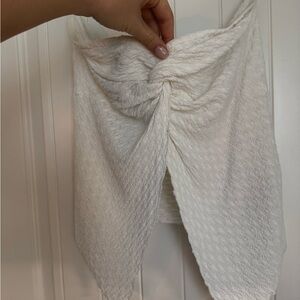 White Strapless Top with Tie in the Front